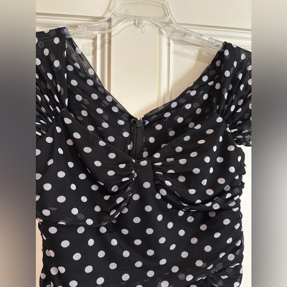City Chic Ruched black/white polka dot dress plus size US 14 - Picture 13 of 14